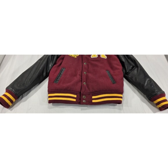 Vintage 90s USA Rugby Varsity Jacket Letterman Patches Red Black Men's M - Picture 8 of 16